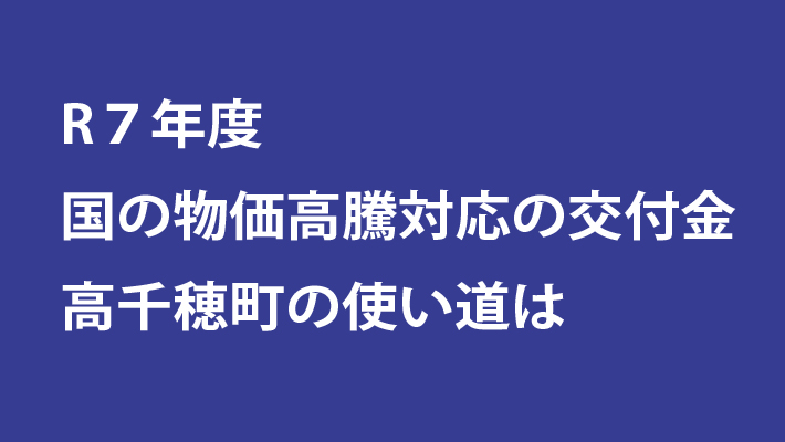 令和７年度　国の物価高騰対策の交付金　高千穂町の使い道は